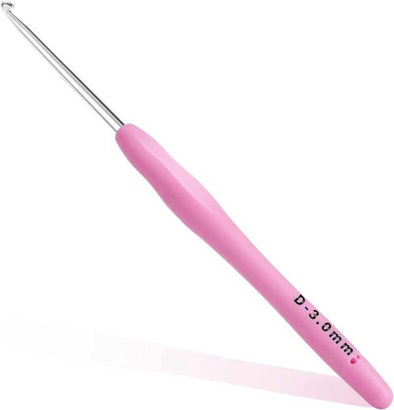 Gerute 3mm Crochet Hook, Ergonomic Crochet Hook, Smooth and Extra Long Knitting Needles, with Soft Rubber Ergonomic Handle and Aluminum Tip, Perfect Beginner and Arthritic Crochet Hooks (3 mm) - Image 1